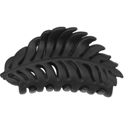 Pince à cheveux grande taille pour femme, en forme de feuille, design ajouré, pince à cheveux arrière, pince à cheveux de douche, pince à cheveux en forme de feuille-Black (1/5)