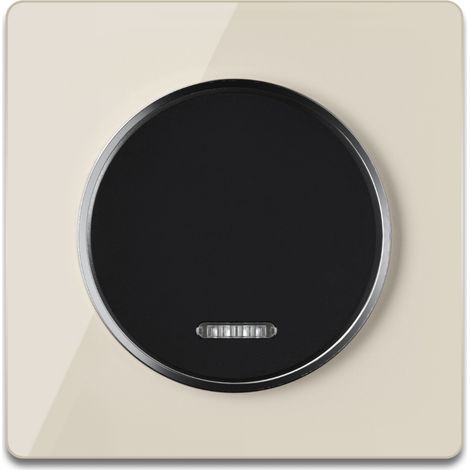 Kontrollschalter 1fach schwarz mit Glas-Abdeckrahmen beige (1/4)