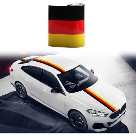 120 cm x 15 cm großer Aufkleber mit Streifenmuster der deutschen Flagge. Passend für Fahrzeuge im europäischen Stil, z. B. Audi, BMW, Mini, Mercedes, Volkswagen, für Motorhaube, Seite, Dach und Porsch (1/5)