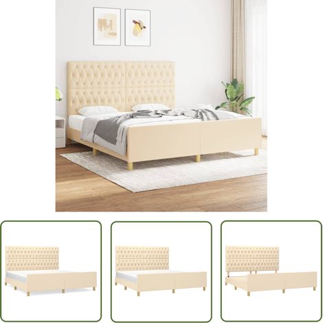 The Living Store Bettgestell ohne Matratze Creme 180x200 cm Stoff - Bettsofa - Doppelbett - Boxspringbetten - Lattenrost - Cremefarbenes Bett (1/5)