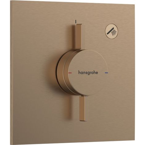 Hansgrohe – Mitigeur thermostatique de douche encastré bronze brossé – Débit 29,5 l/min à 3 bars – Rosace 155 x 155 mm – 75617140