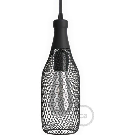 creative cables - Gabbia paralume nudo bottiglia Magnum in metallo