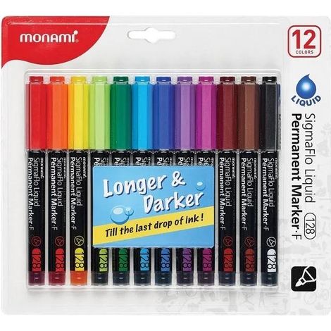 SigmaFlo Permanentmarker, 12 Farben, Monami