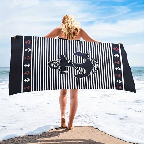 1 serviette de plage en microfibre, camping, accessoires de salle de bain (1/4)