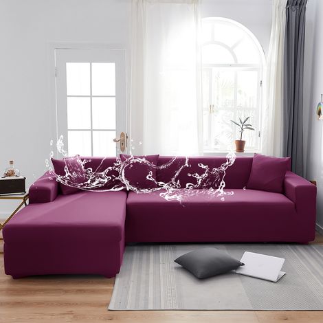 Fodera per divano impermeabile e anti-polvere in tessuto elastico tuttofare, colore ciliegia rosso, per divano 2 posti (145–185 cm), senza fodera per seduta né cuscino – materiale latte seta stretch.