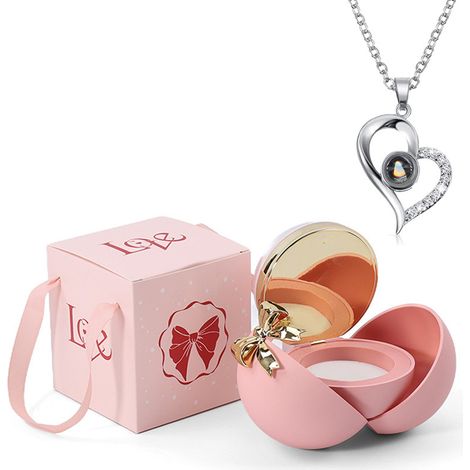1 coffret cadeau rose éternelle, boîte à bijoux ronde, doublure velours, pour bagues et boucles d'oreilles, Saint-Valentin (1/5)
