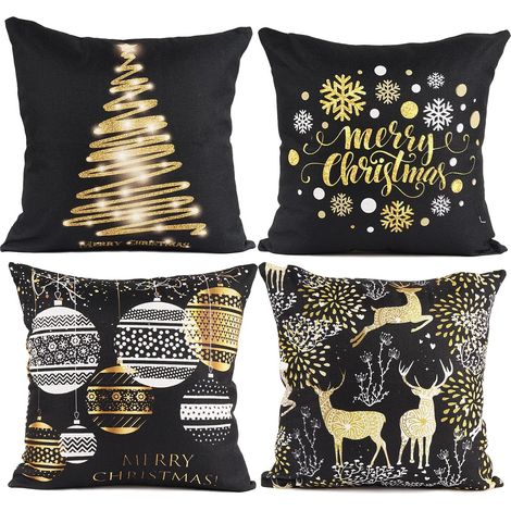 4pcs Christmas Pillow Covers, Taie d'oreiller Chambre d'intérieur, Taie d'oreiller Canapé (1/5)