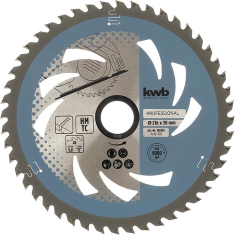 Lame de scie circulaire Easy Cut Ø 216 x 30 mm Coupe fine avec dents alternées spéciales 48 dents Z48 dents Découpe fine Batterie 216 x 30 mm (1/5)