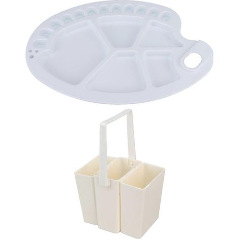 Seau de lavage de pinceaux portable et multifonctionnel avec palette pour aquarelle (1/4)