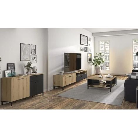 Gami TRUST TV-Möbel 160 cm Schwarz Eichen-Set