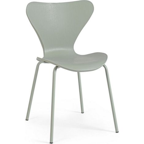 Sedia Tessa con gambe in acciaio verniciato a polvere epossidica, per arredo interno 50 x 49,5 x h 82 cm -Verde / Confezione da 2 pezzi (1/5)