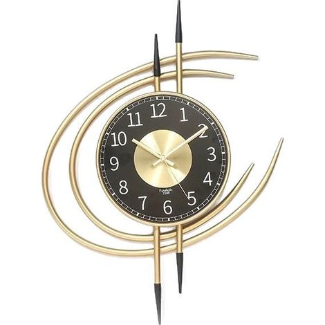 Grande Horloge Murale Moderne Silencieuse, Pendules Murales Geante 54CM sans Tic Tac, Doré, Installation Facile sans Perçage, Décoration Murale Salon (1/5)