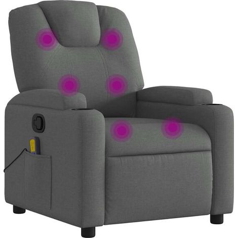 Chaise longue de massage en tissu gris – Lit de relaxation ergonomique avec dossier inclinable et repose-pieds réglable (1/5)