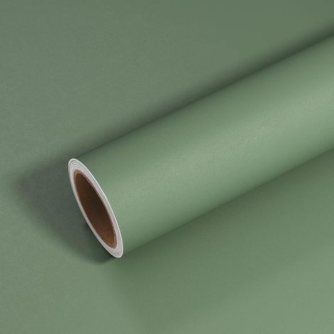 – Papier peint autocollant vert sauge vintage – Lavable – 40 cm x 300 cm – Vinyle écologique et imperméable pour meubles et murs (1/5)