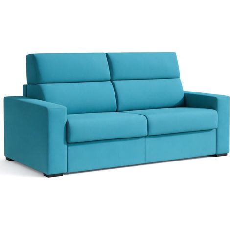 Divano Letto 2 Posti Ecate, Sfoderabile, Contenitore Made in Italy, di Apertura a Ribalta, 200x95 cm Azzurro