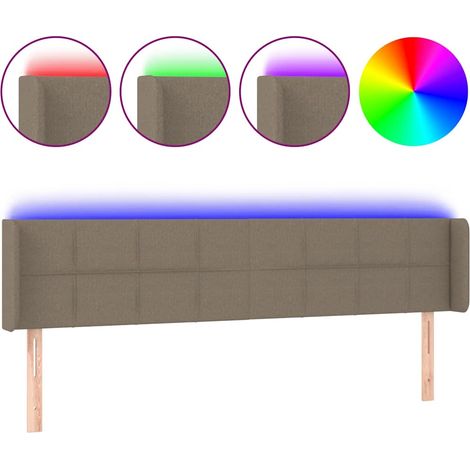 Maison Exclusive - Cabecero con LED de tela gris taupe 203x16x78/ (1/5)