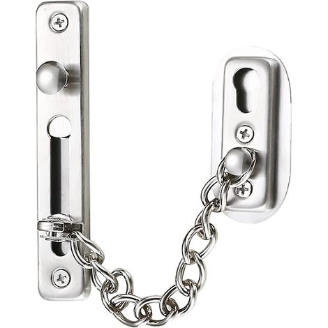 Sicherheitskette, Türkette aus Edelstahl 304, Türschlosskette mit Schrauben, gebürstetes Chromsilber (1/5)