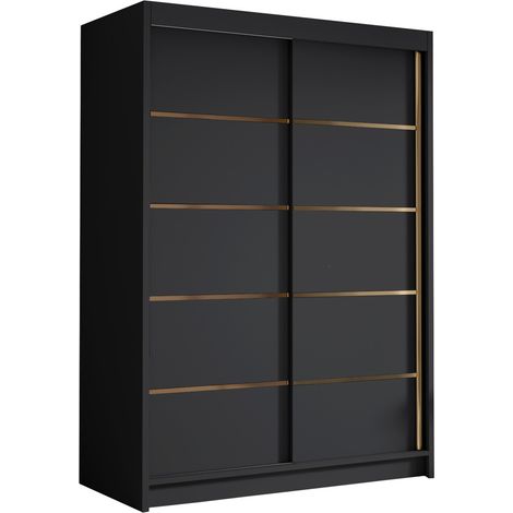 Armario Closico Fornix III, Negro, 200x120x58cm, Puertas de armario: Correderas, Número de estantes: 0
