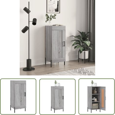 The Living Store Sideboard Grau Sonoma 34,5x34x90 cm Holzwerkstoff - Schreibtisch - Wohnzimmermöbel - Sideboard - Regal - Grau (1/5)