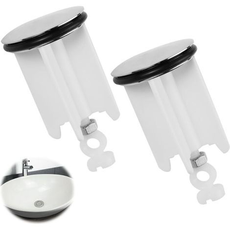2 Pièces Bouchon Lavabo, Bouchon Lavabo Salle de Bain, Bouchon Lavabo Universel Blanc, Bonde réglable Blanc, Compatible évier Cuisine et Salle de Bain