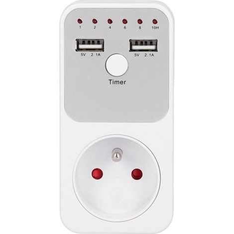 Prise Minuteur, 180260V 16A 3680W Prise de Sécurité, Prise de Minuterie de Compte à Rebours USB Pratique, Prise de Minuterie pour Hôtel à Domicile(Prise Française) (1/5)