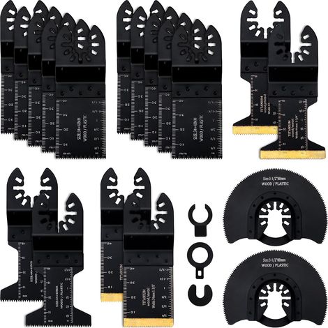21 PCS Lame Scie Oscillante,Universelle Outil Multifonction Saw Blades Accessoires Kit pour métal bois plastique, pour 15 18 40 45 V11 etc (1/5)