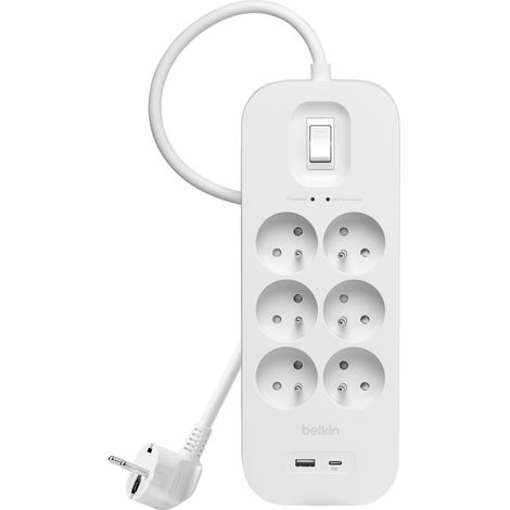 DEBFLEX - BLOC PARAFOUDRE 6 PRISES + USB TYPE A & C
