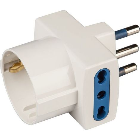 Poly Pool PP0468.6S Adattatore Triplo, 16 A, 3 Prese Spina Grande, Set di 6 Pezzi, Bianco (1/2)