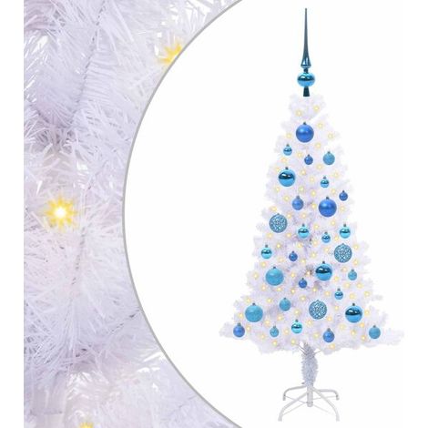 Sapin de Noël artificiel avec 150 lumières LED blanches, 120 cm de haut, en PVC et acier. (1/5)