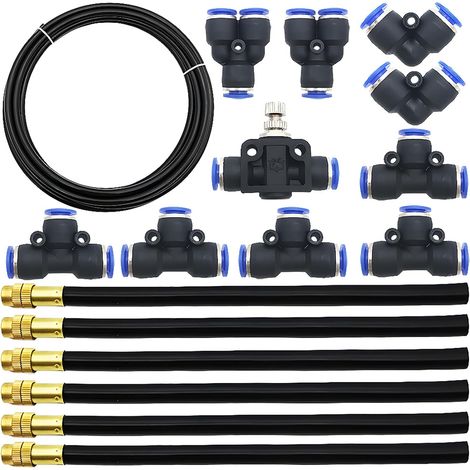 5M PE Pneumatic Hose + 6 Pcs Omnidirectional Adjustable Quick Nozzle, New Spray Nozzle for Floral Irrigation + 10pcs Pneumatic Fitting (1/5)