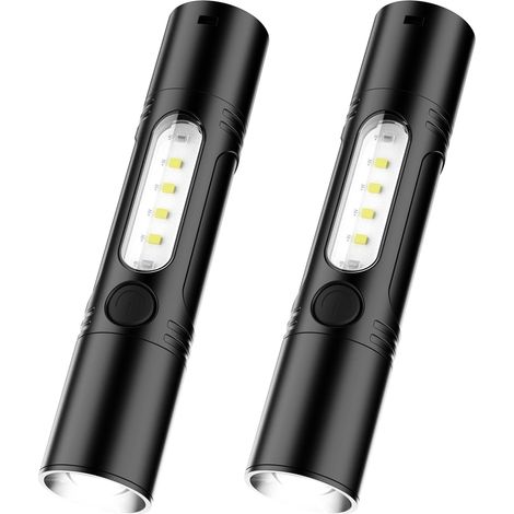 (2 Pièces) Lampe Torche LED, Lampe de Poche LED Haute Puissance Rechargeable USB avec, Zoomable, 5 Modes pour Éclairage/Camping/Randonnée/Urgence (1/5)