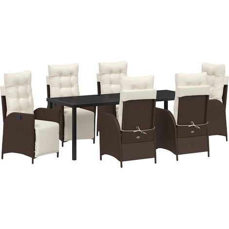 Maison Exclusive - Set da Pranzo per Giardino con cuscino 7 pcs Marrone polyrattan
