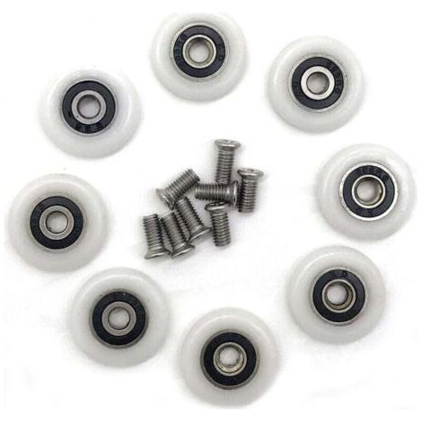 8 roulettes de porte de douche (23mm avec vis) (1/5)
