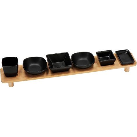 Set 6 Ciotoline Snack con Vassoio in Bamboo 50 x 8,5 cm