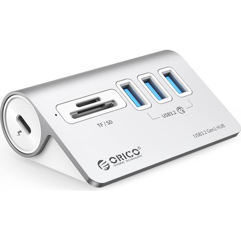 Hub USB C avec Lecteur de Carte, 3 Ports USB A, Transfert de Données 5 Gbps, Câble 0,5 m, Adaptateur USB A, Port d'Alimentation Type C 5V/2A pour iMac, Macbook (1/5)