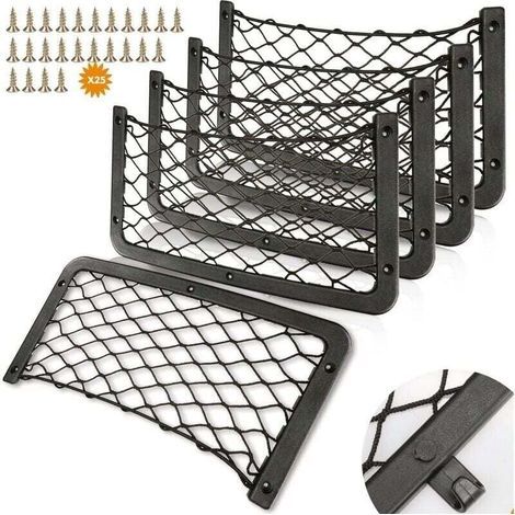 Organizador para caravana, juego de 5 piezas, bolsa de almacenamiento para maletero de coche de 36 x 18 cm, bolsillo multifuncional para accesorios con ganchos y tornillos (1/4)