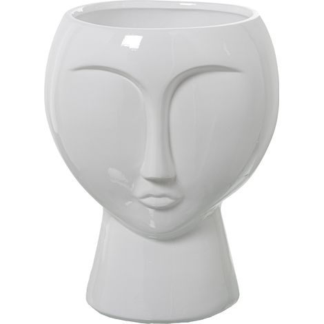 Vase Visage En Céramique Blanc Brillant °27X37 Cm (1/5)