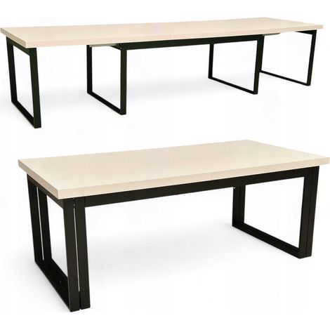 Großer Esstisch KASCHMIR 100x200-400 cm ausziehbar, Schwarz Metallbeine (1/5)