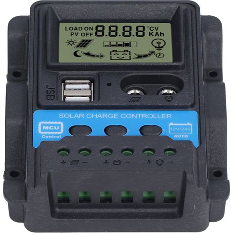 Régulateur de Charge Solaire PWM 10A, Écran LCD, Double Port USB, 130W 12V 260W 24V pour Panneau Solaire (1/5)