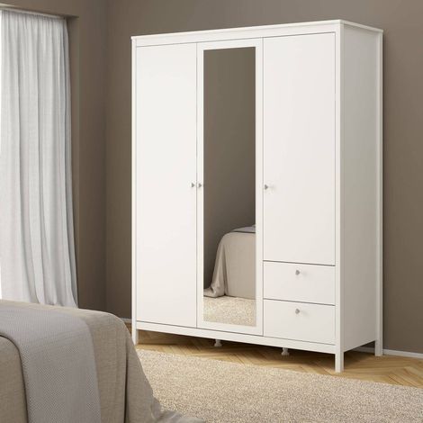 Dmora - Armario 3 puertas Rufina, Muebles de dormitorio, Vestidor, Armario de ropa, 150x58 h199 cm, Blanco (1/5)