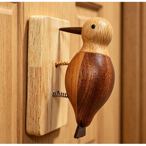 Sonnette murale décorative en bois pic‑bois coloré pendentif original cadeau de déménagement style rétro (1/3)