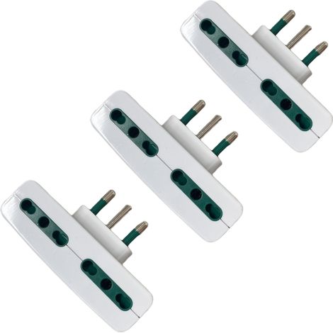 gloca Set 3 Adattatori Quadrupli Con Spina 16A E 4 Prese 10/16A Colore Bianco 250V (1/4)