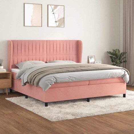 Sommier à lattes de lit avec matelas Rose 200x200 cm Velours (1/5)