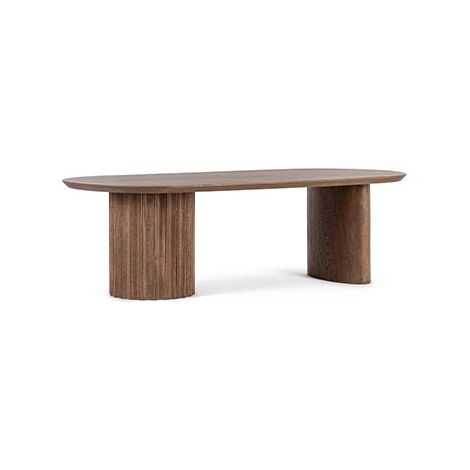 Bizzotto – Table basse fixe en manguier marron 130x65x40 cm – Plateau allongé aux angles arrondis – Piètement asymétrique en acier peint (1/7)