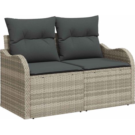 Maison Exclusive - Gartensofa mit Kissen Hellgrau 121 x 62 x 69cm