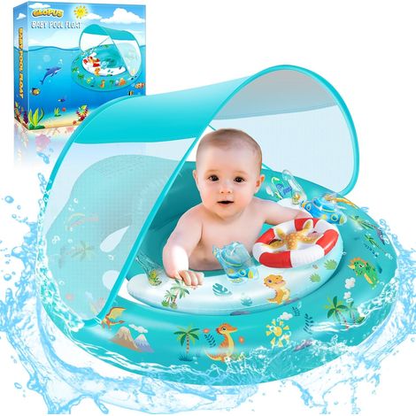 1 Bouée Bébé Avec Pare-soleil UPF 50+, Siège Réglable, Anneau Anti-retour, Pour Piscine 6 À 36 Mois