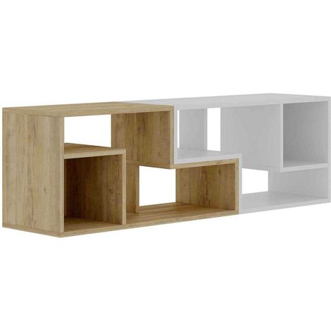 Meuble TV moderne avec niches ouvertes Glis - Chêne (1/4)