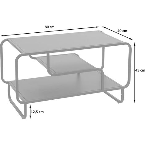 [JAMAIS UTILISÉ] Table basse HHG-168, table de salon, style industriel, 3 tablettes, métal, 45 x 80 x 40 cm, noir