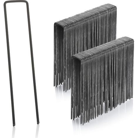 Swyeoot Lot de 100 piquets de fixation en acier 2,9 mm Longueur 150 mm Largeur 25 mm Pointe biseautée pour enfoncement facile