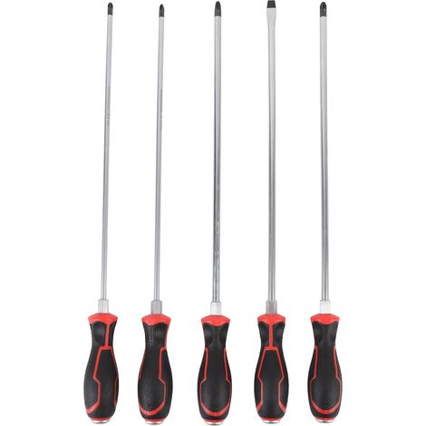 Ortviai Tournevis Extra Long 450 mm Lot de 5 (PH2, PH3, PZ2, PZ3, 8 mm) Tête Magnétique CR-V Ergonomique (1/5)